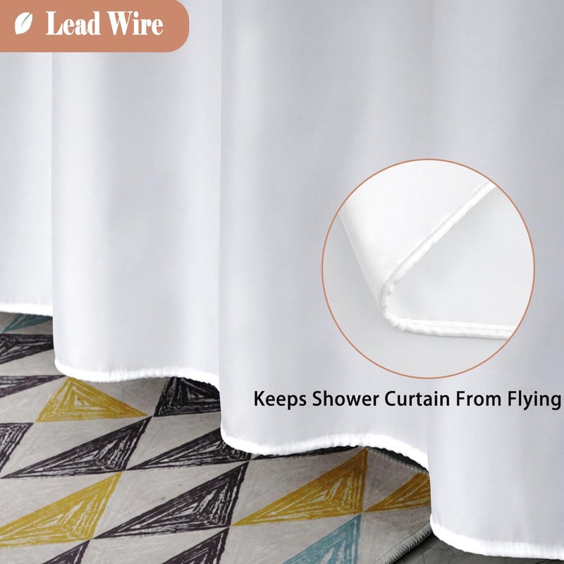 UFRIDAY Extra Long Shower Curtain 72 x 84 inch,White Fabric Shower Curtain with Mesh Window Polyester Simple Stylish Hotel Quality Cloth Shower Curtains Long 84 inch - Image 4